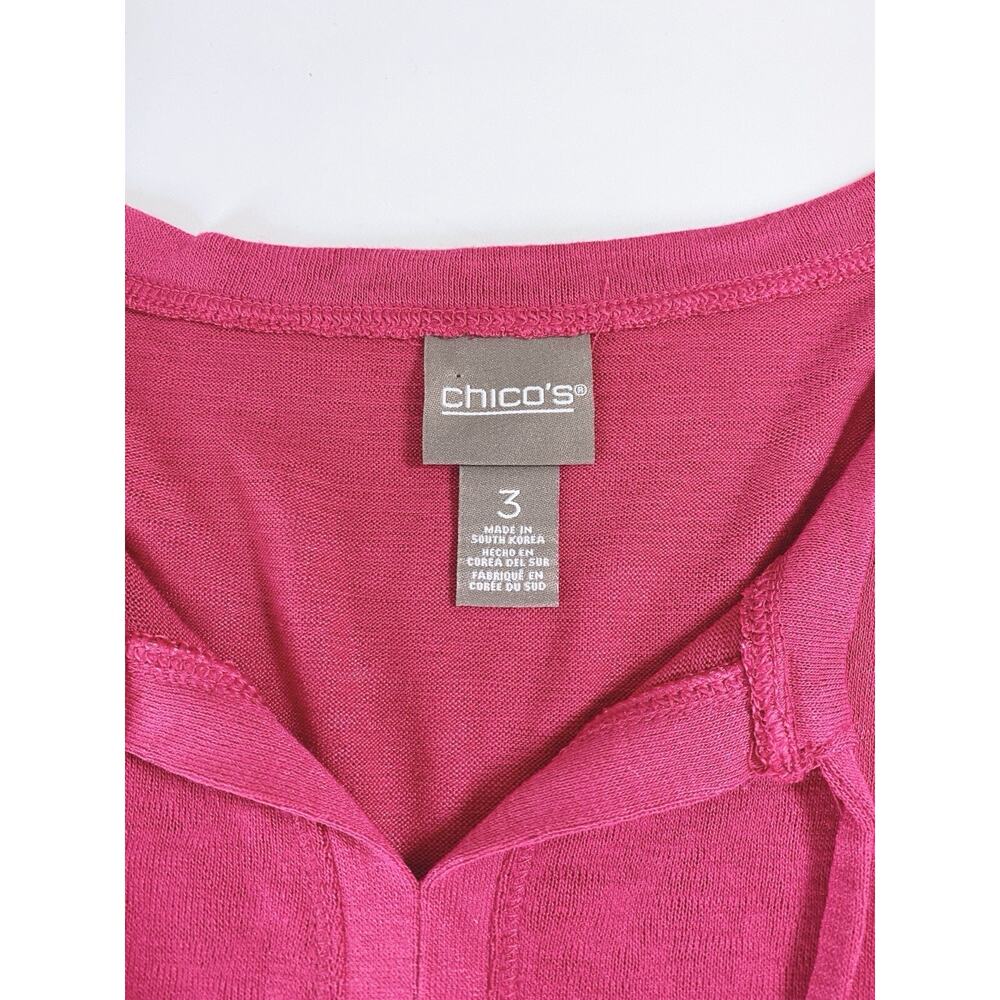 Chico's Tunic Top Size 3 Supremely Soft Botanical Rose Split-Neck 3/4 Sleeve NEW - Picture 6 of 13